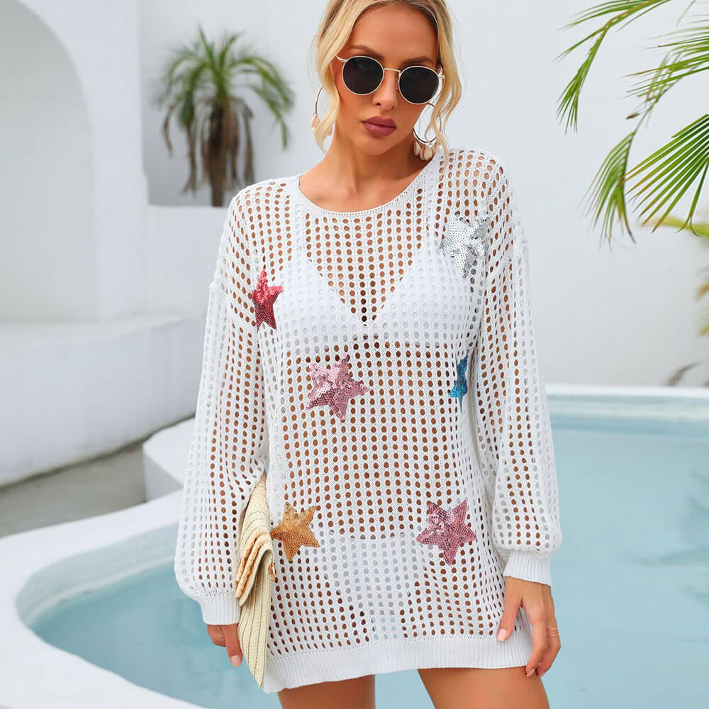 
                  
                    Sprankelende Sterren Pailletten Strand Cover-Up Jurk – Stijlvol & Glamoureus - SkinzLine
                  
                
