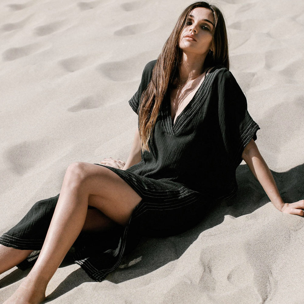 
                  
                    Casual Gestreepte V-Hals Midi Strand Cover-Up - SkinzLine
                  
                