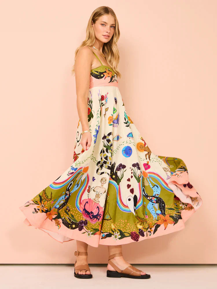 
                  
                    Celestia - Maxi-jurk met Sierlijke Print - SkinzLine
                  
                