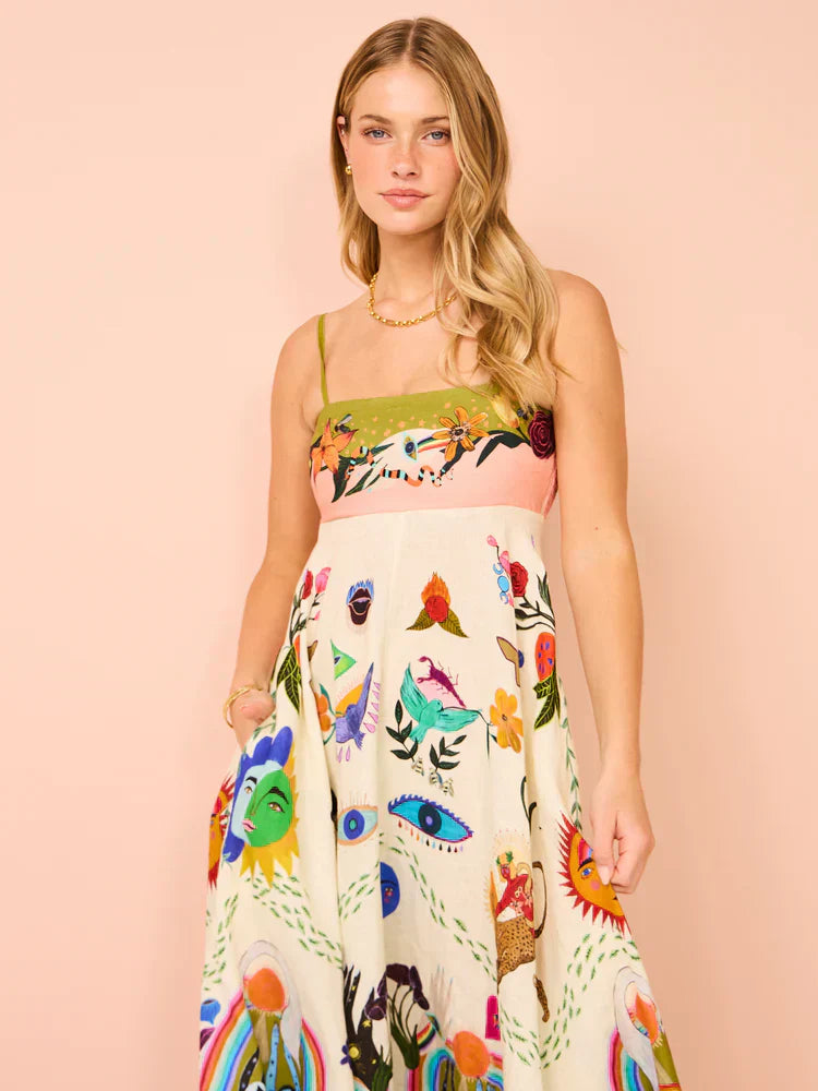 
                  
                    Celestia - Maxi-jurk met Sierlijke Print - SkinzLine
                  
                