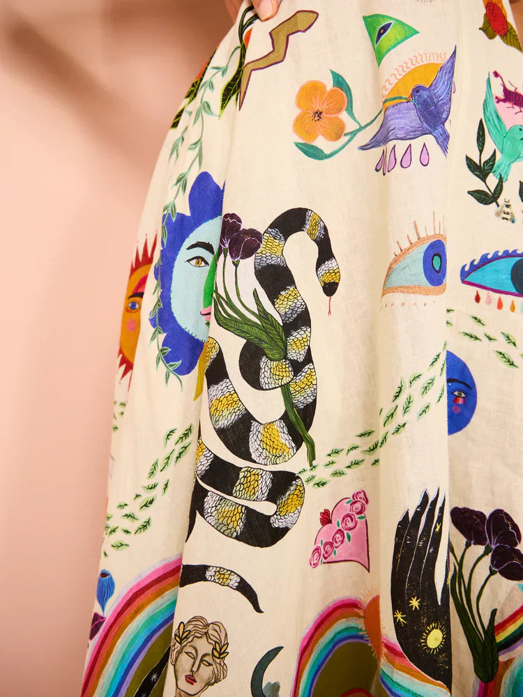 
                  
                    Celestia - Maxi-jurk met Sierlijke Print - SkinzLine
                  
                