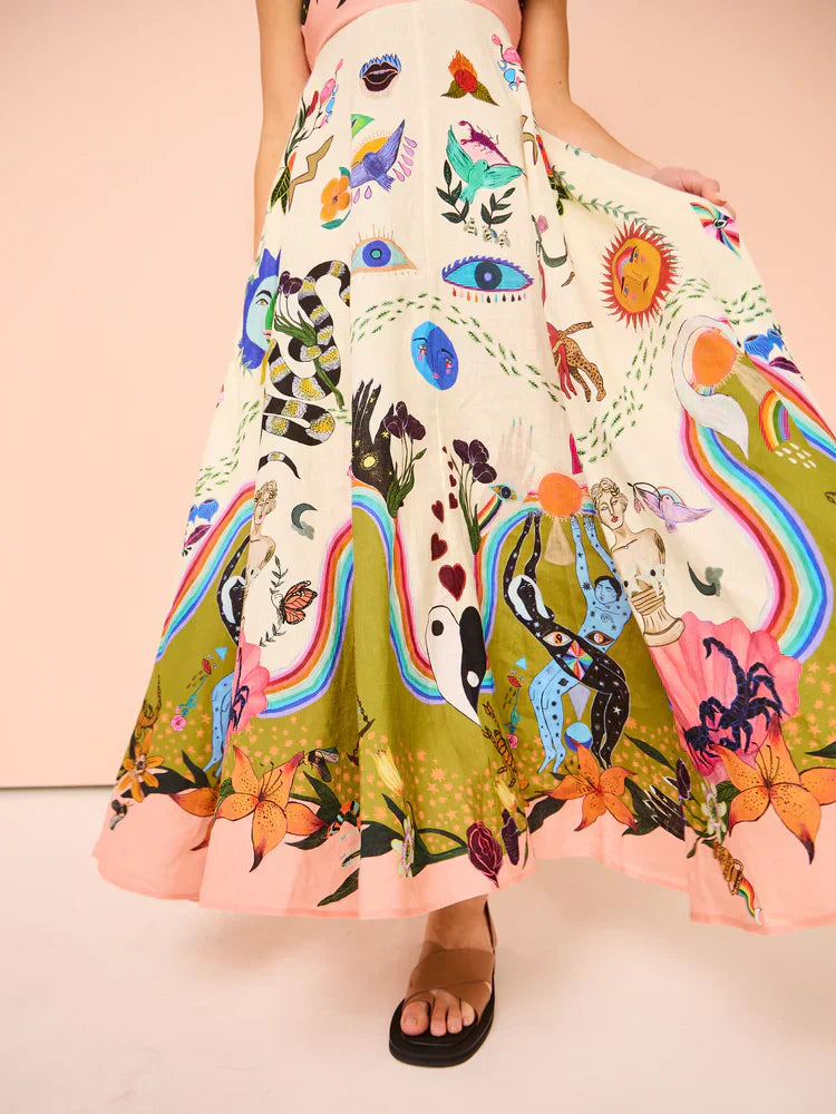 
                  
                    Celestia - Maxi-jurk met Sierlijke Print - SkinzLine
                  
                