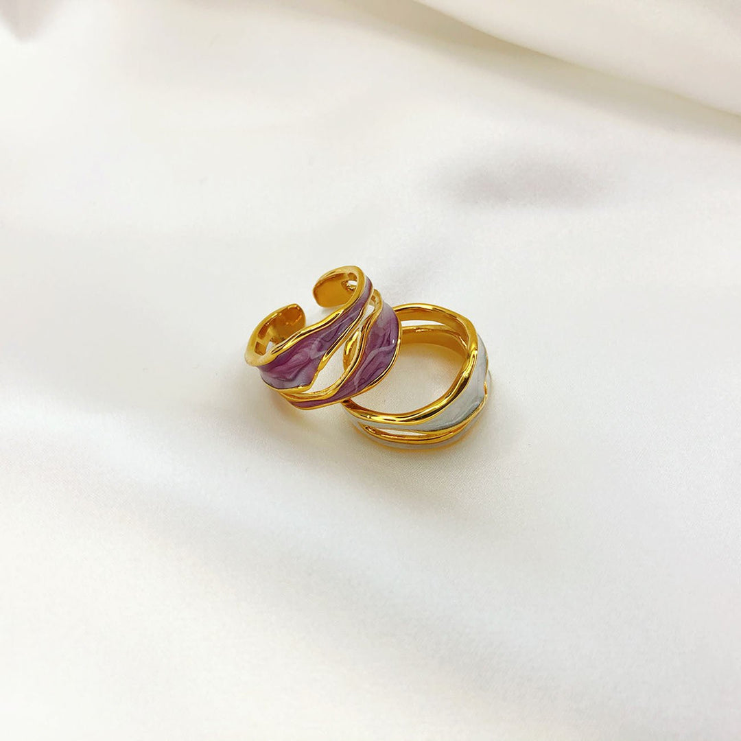 Nina | Gouden Wave Emaille Ring - SkinzLine