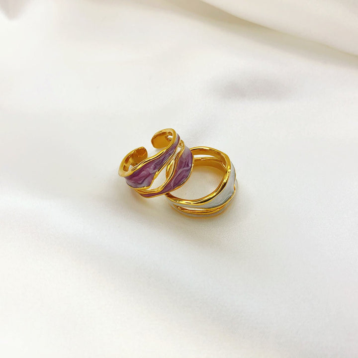 Nina | Gouden Wave Emaille Ring - SkinzLine