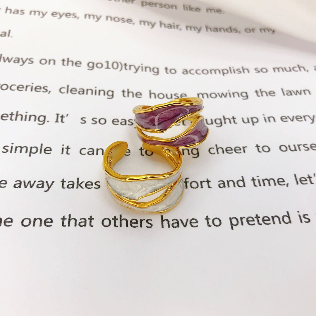 Nina | Gouden Wave Emaille Ring - SkinzLine
