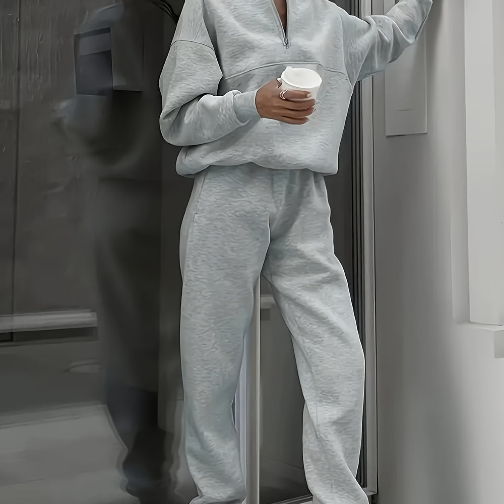 Dames Elegante Trainingsset - Zip-Up Trui Joggers - 2-delig Lounge Wear - SkinzLine