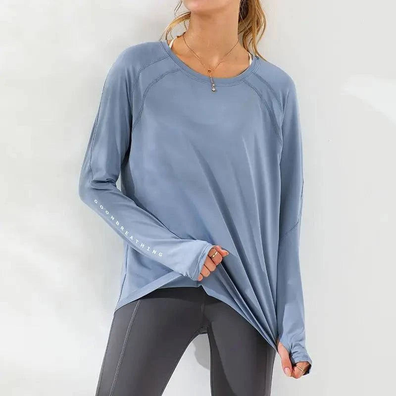Fitness sporttop lange mouwen - losse pasvorm, plus-size - SkinzLine