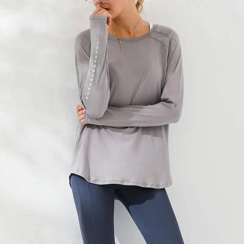 Fitness sporttop lange mouwen - losse pasvorm, plus-size - SkinzLine