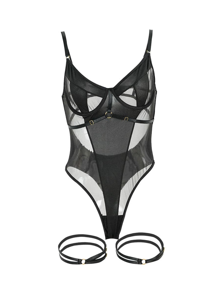 
                  
                    Zwarte Halter Bodysuit met Open Rug - SkinzLine
                  
                