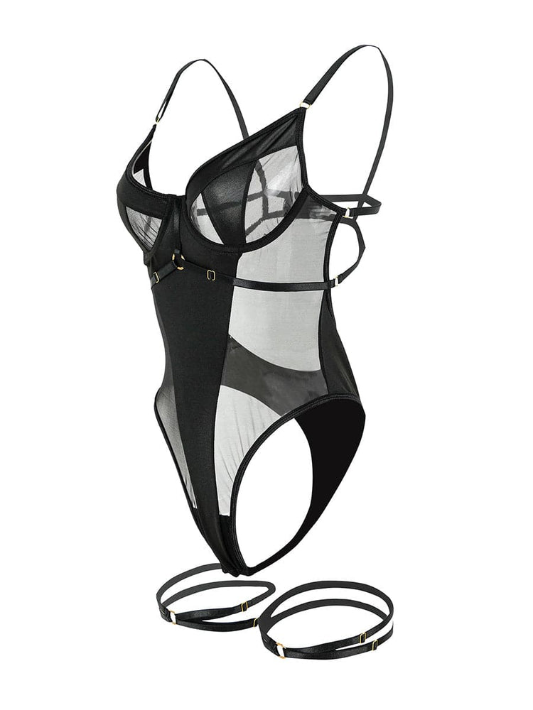 
                  
                    Zwarte Halter Bodysuit met Open Rug - SkinzLine
                  
                