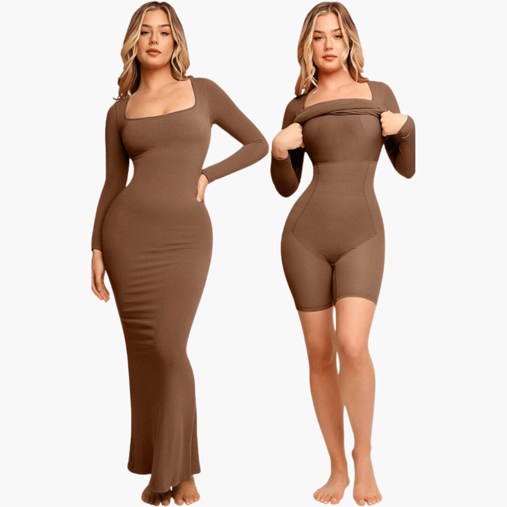 
                  
                    2-in-1 Shapewear Jurk met Lange Mouwen en Ingebouwd Korset - SkinzLine
                  
                