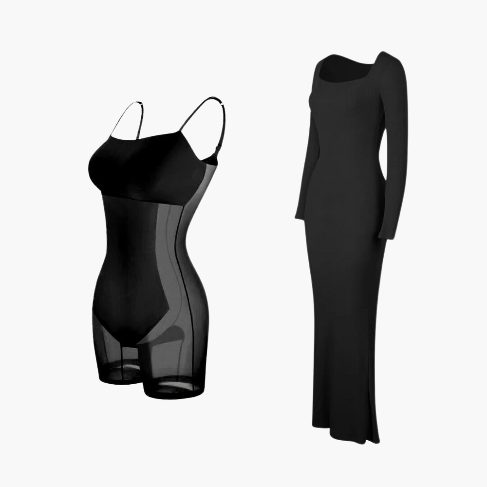 
                  
                    2-in-1 Shapewear Jurk met Lange Mouwen en Ingebouwd Korset - SkinzLine
                  
                