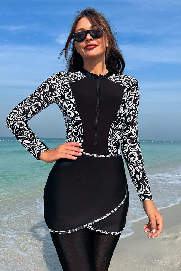 
                  
                    Modest Islamitisch Burkini Zwempak met Lange Mouwen – Driedelig UPF50+ Rash Guard met Rok en Broek - SkinzLine
                  
                