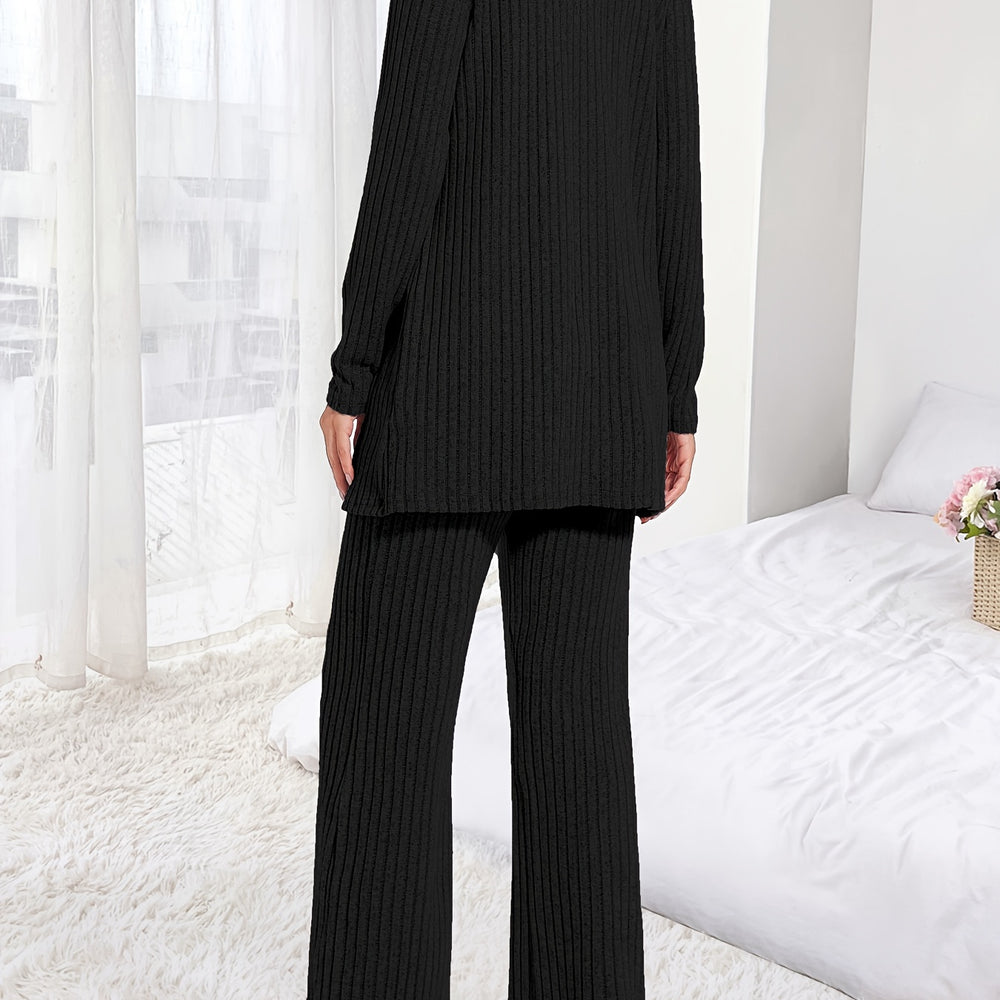 
                  
                    Dames Gebreide Drie-delige Set - Vest - Wijde Broek - Cardigan - SkinzLine
                  
                