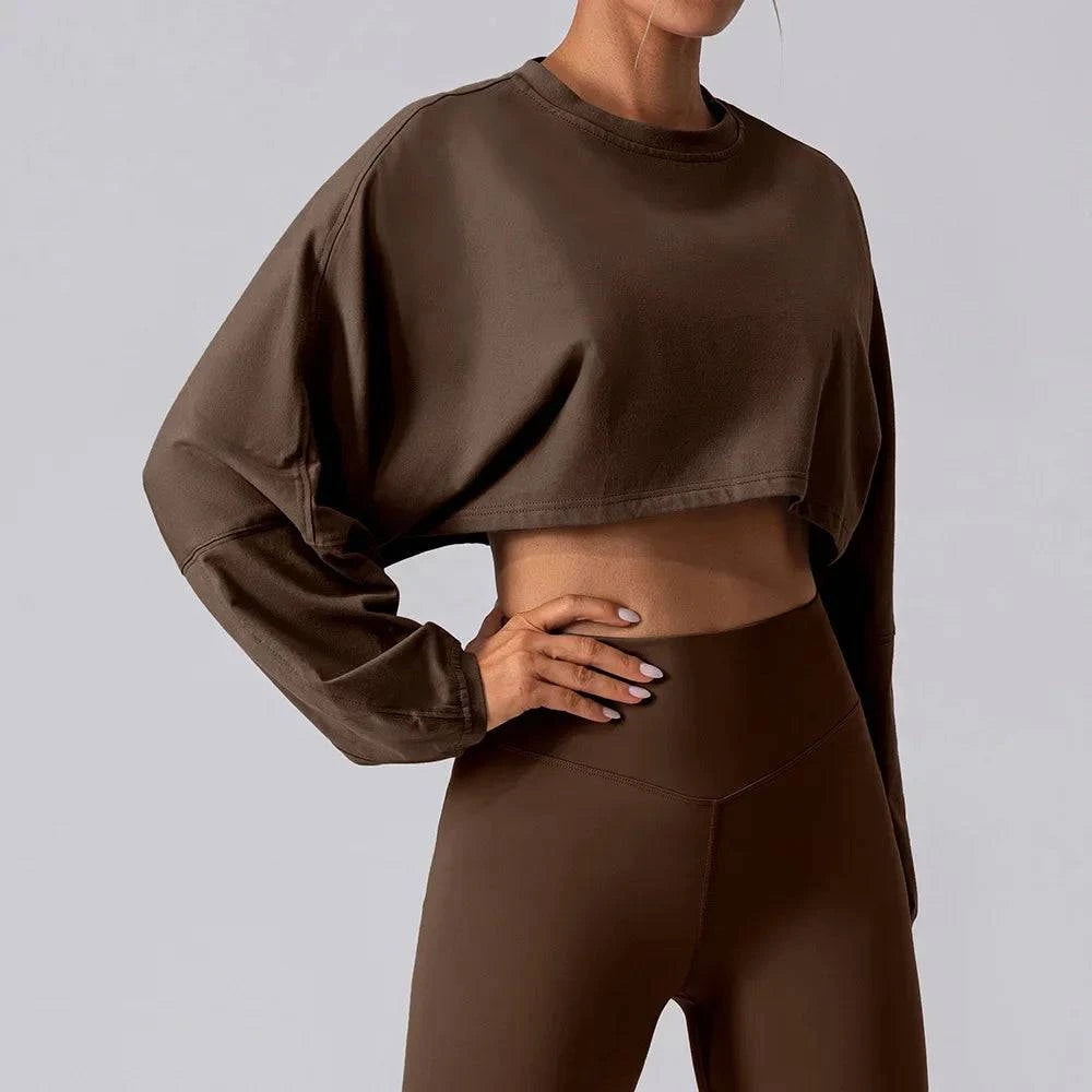 
                  
                    Oversized Sport Crop Top - Lange Mouwen, Ademend - SkinzLine
                  
                