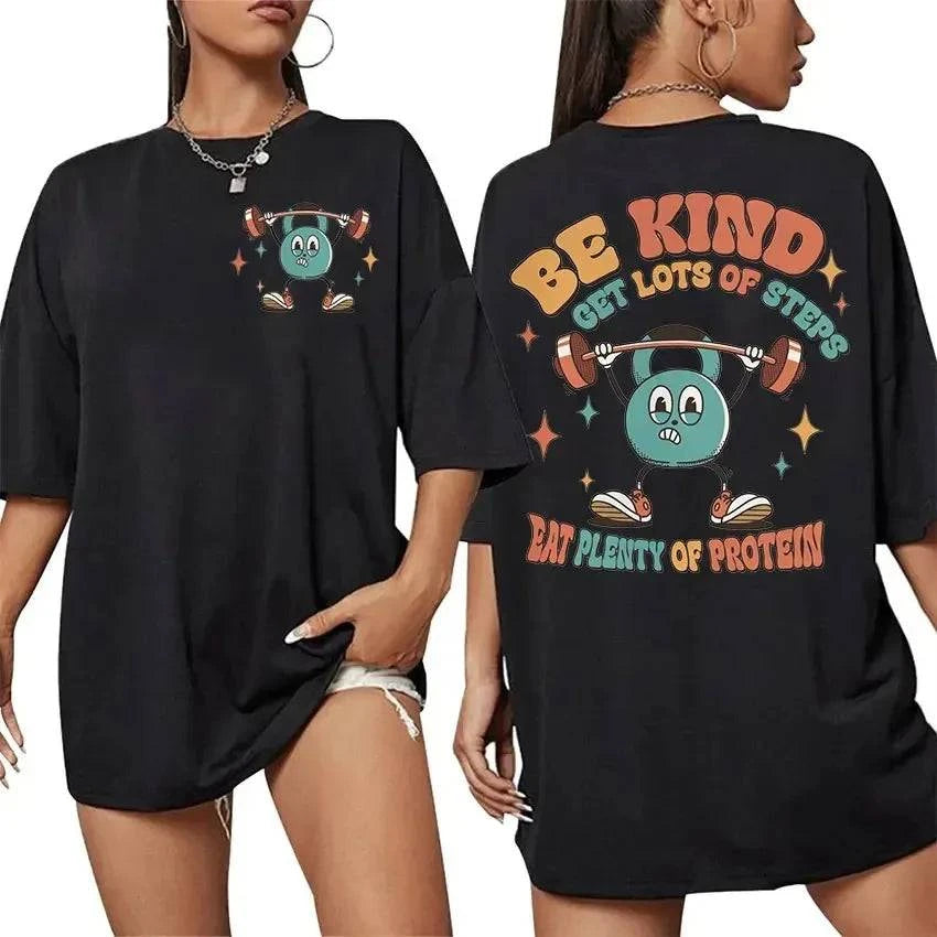 Oversized Sport T-shirt met Print – Unisex Fitness T-shirt - SkinzLine
