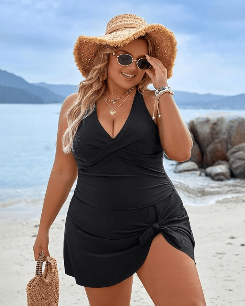 Plus Size Zwemjurk Badpak – Tummy Control & Flatterend Design - SkinzLine