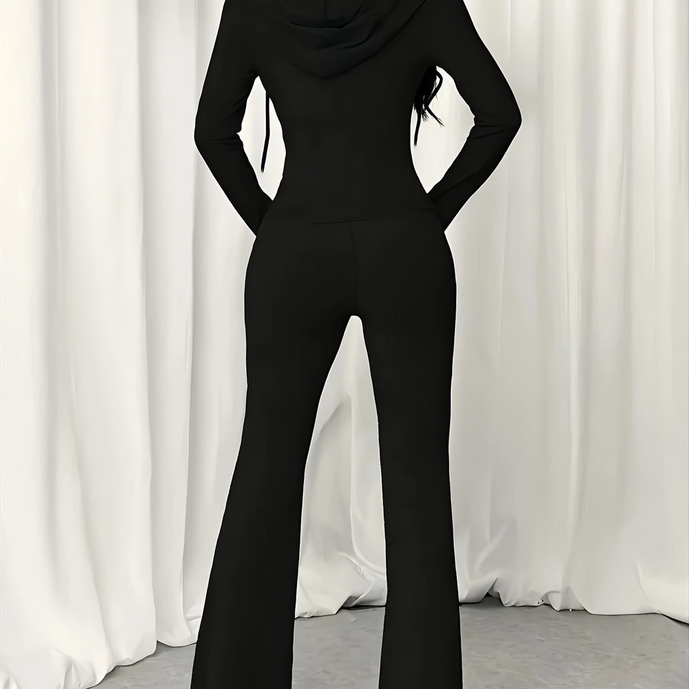 
                  
                    Dames Sportieve Set - Hoodie & Flared Broek - 2-delig - Lounge Wear - SkinzLine
                  
                