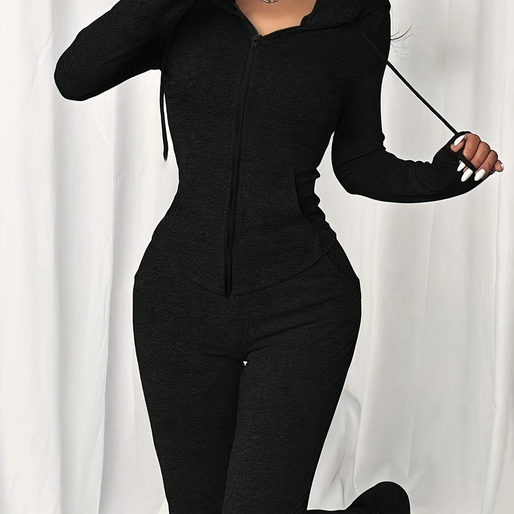 
                  
                    Dames Sportieve Set - Hoodie & Flared Broek - 2-delig - Lounge Wear - SkinzLine
                  
                