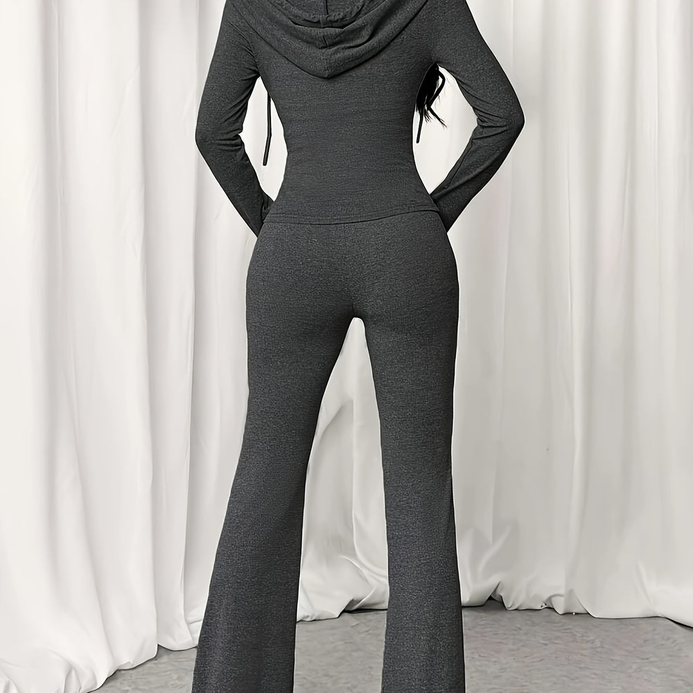 
                  
                    Dames Sportieve Set - Hoodie & Flared Broek - 2-delig - Lounge Wear - SkinzLine
                  
                