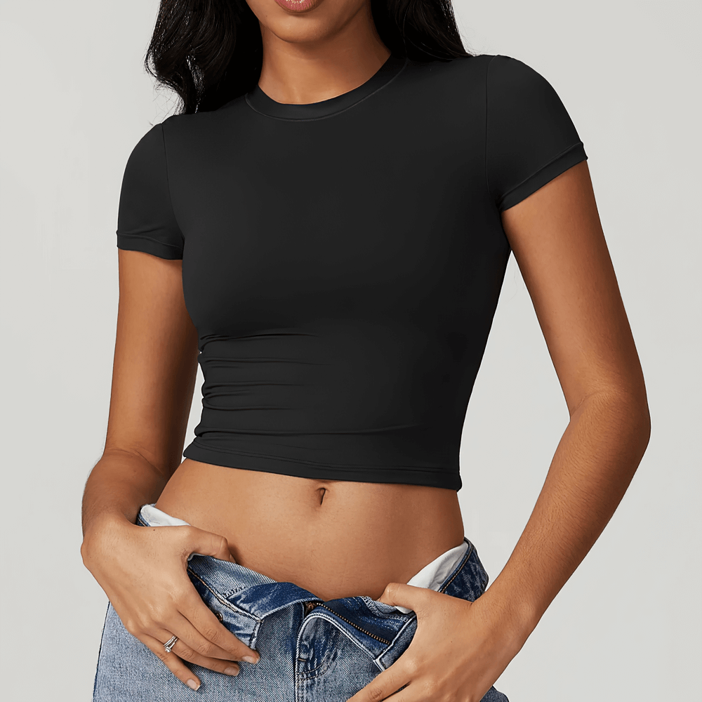 
                  
                    Dames Yoga Crop T-shirt – Ademend & Sneldrogend - SkinzLine
                  
                
