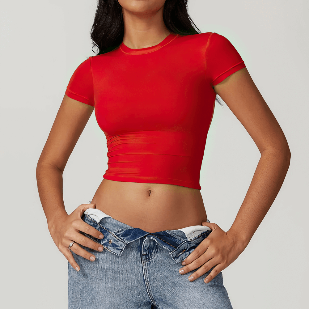 
                  
                    Dames Yoga Crop T-shirt – Ademend & Sneldrogend - SkinzLine
                  
                