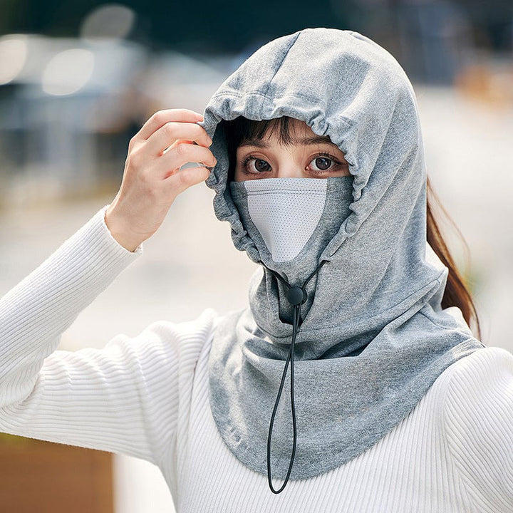 Winddicht gezichtsmasker met capuchon en nekwarmer voor fietsen