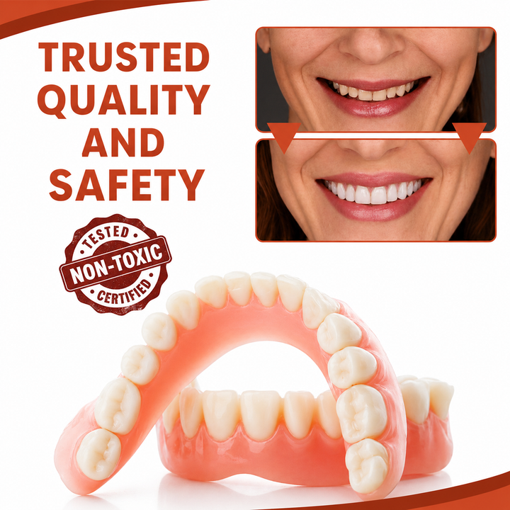 Snap-on veneers, tijdelijke tanden, vormbare nepgebitten boven en onder