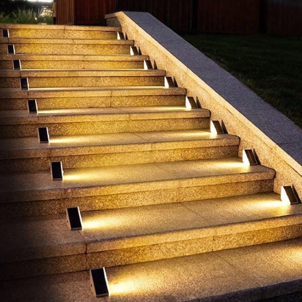 Zonne-energie buitenverlichting terrasverlichting trap waterdicht LED driehoekig traplamp