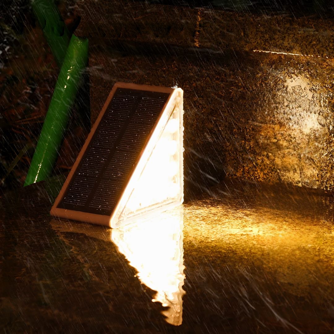 Zonne-energie buitenverlichting terrasverlichting trap waterdicht LED driehoekig traplamp