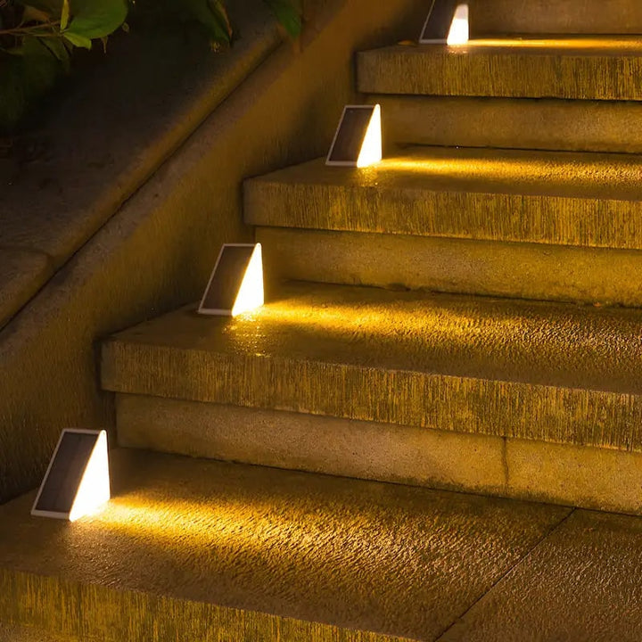 Zonne-energie buitenverlichting terrasverlichting trap waterdicht LED driehoekig traplamp