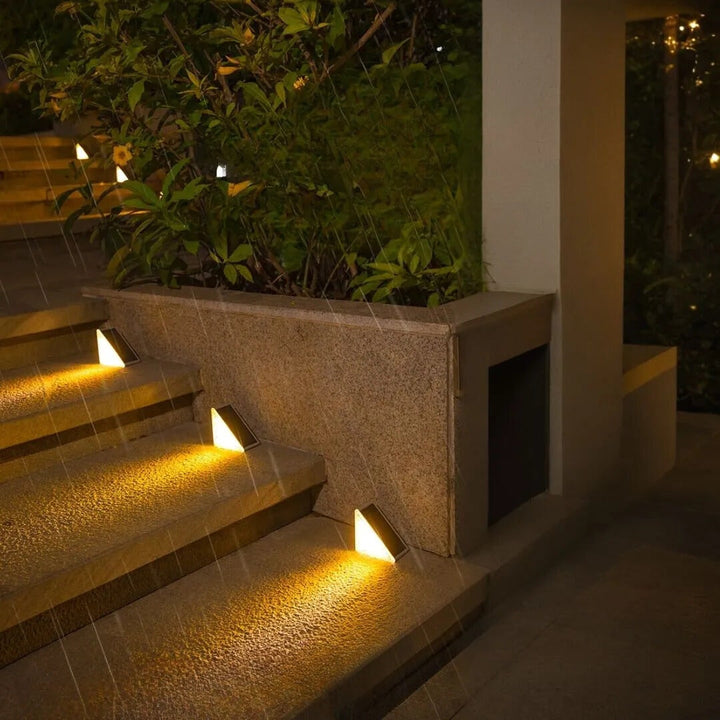 Zonne-energie buitenverlichting terrasverlichting trap waterdicht LED driehoekig traplamp