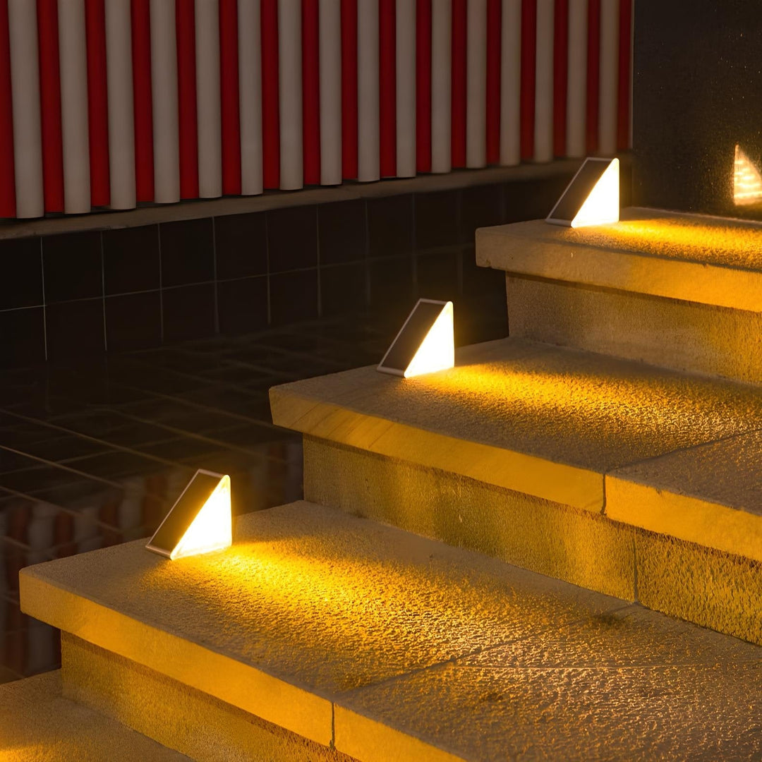 Zonne-energie buitenverlichting terrasverlichting trap waterdicht LED driehoekig traplamp