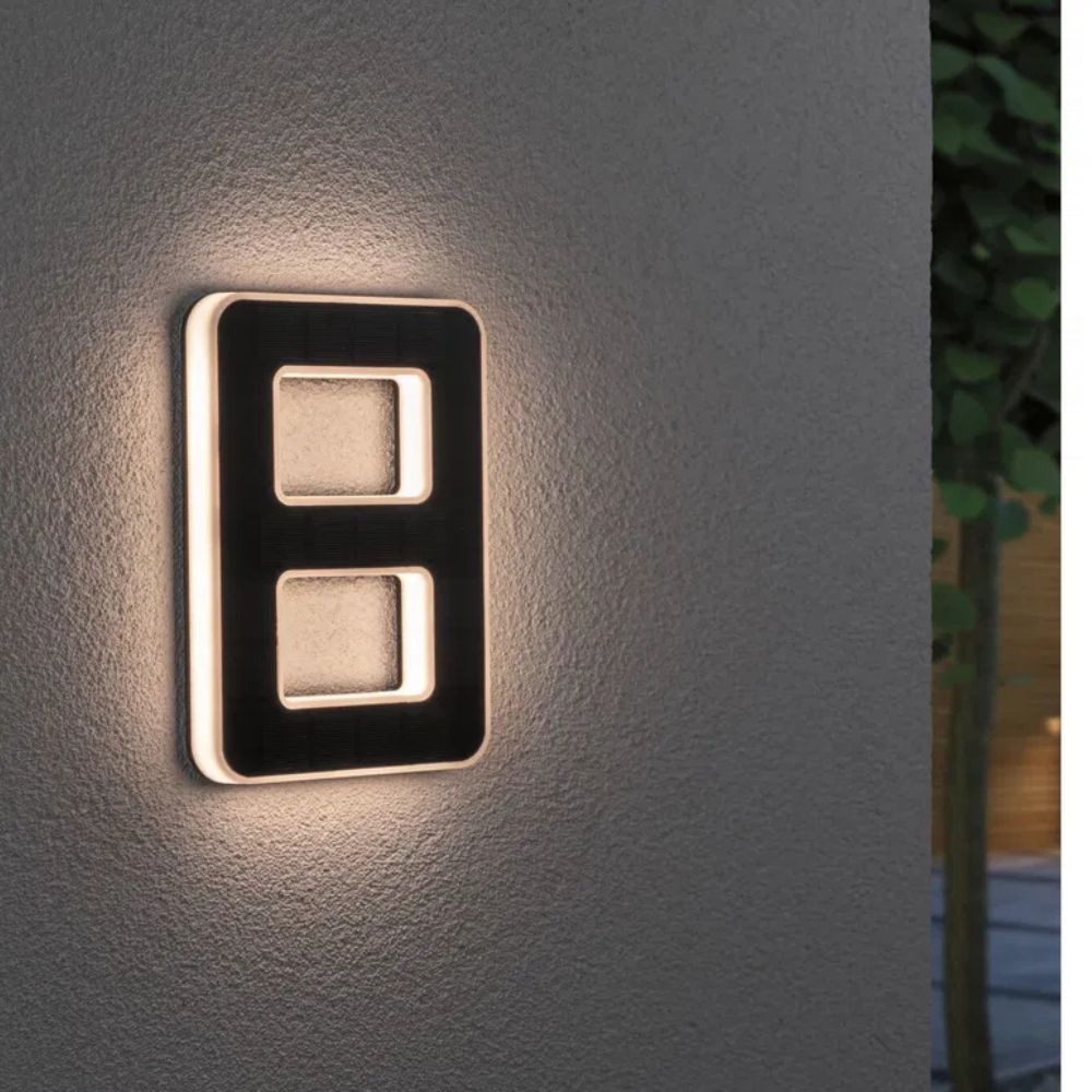 Zonneverlicht huisnummer met LED en schemersensor