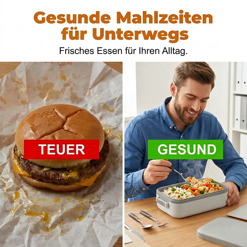 Draadloze, zelfverwarmende elektrische lunchbox met roestvrijstalen inzet