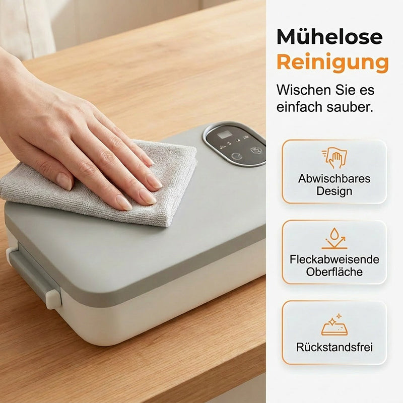 Draadloze, zelfverwarmende elektrische lunchbox met roestvrijstalen inzet