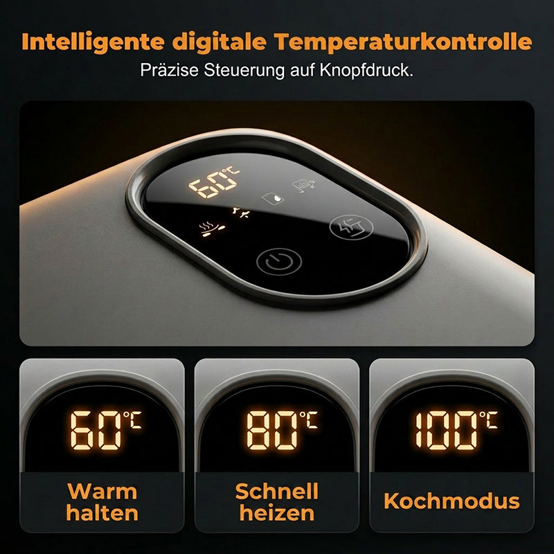 Draadloze, zelfverwarmende elektrische lunchbox met roestvrijstalen inzet