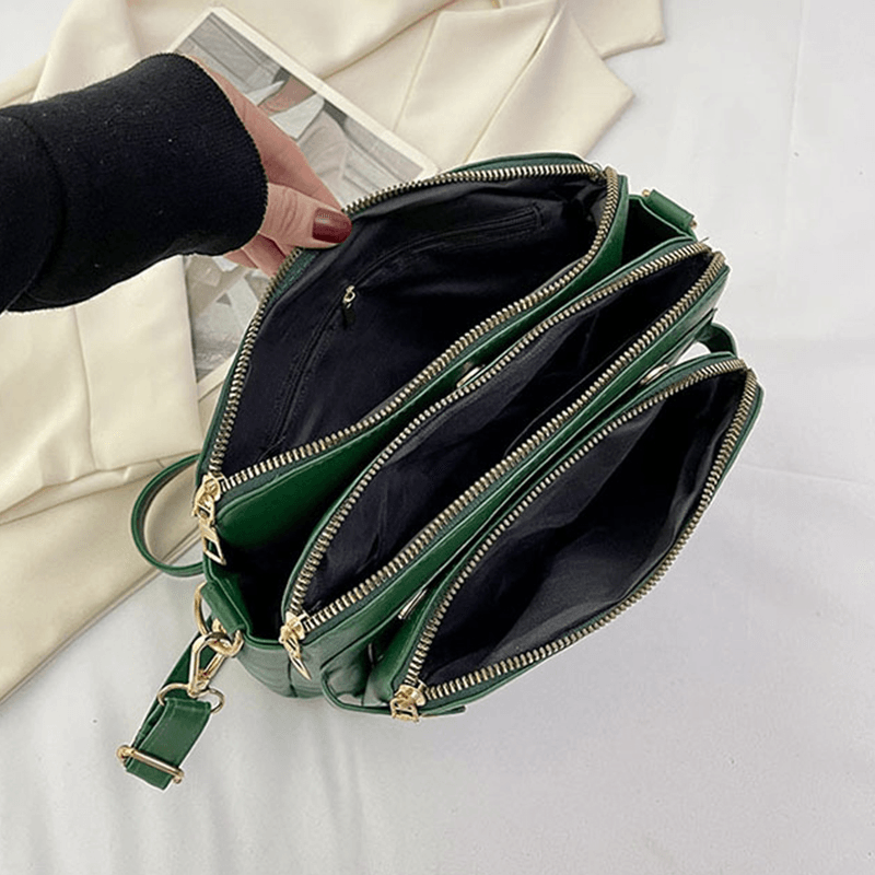Elegante Leren Crossbody Schoudertas - Verfijning & Ruimte