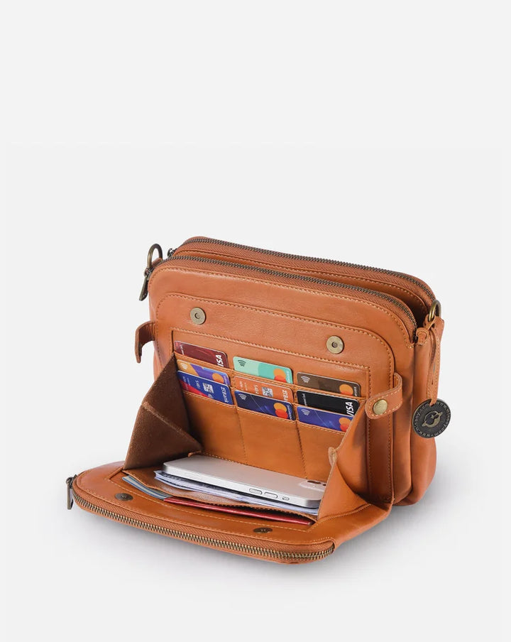Elegante Leren Crossbody Schoudertas - Verfijning & Ruimte