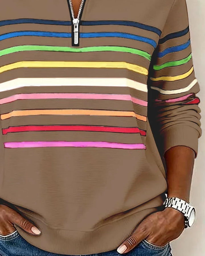 Gestreepte sweater met halve rits