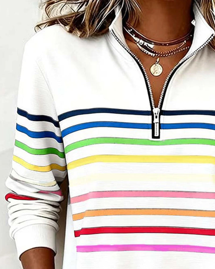 Gestreepte sweater met halve rits