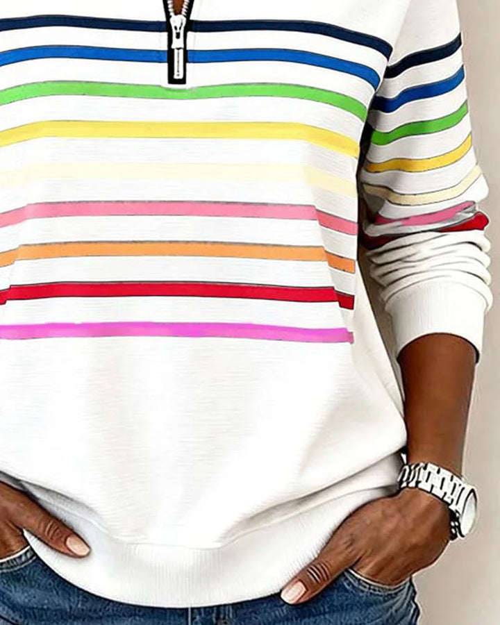 Gestreepte sweater met halve rits