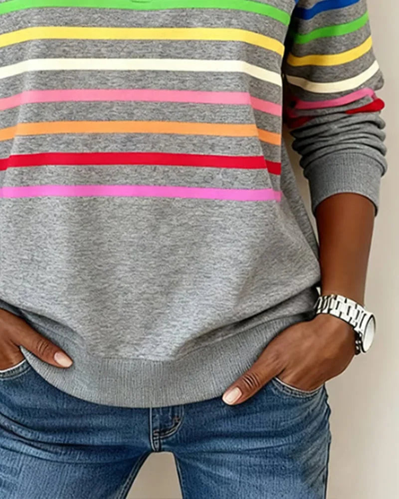 Gestreepte sweater met halve rits