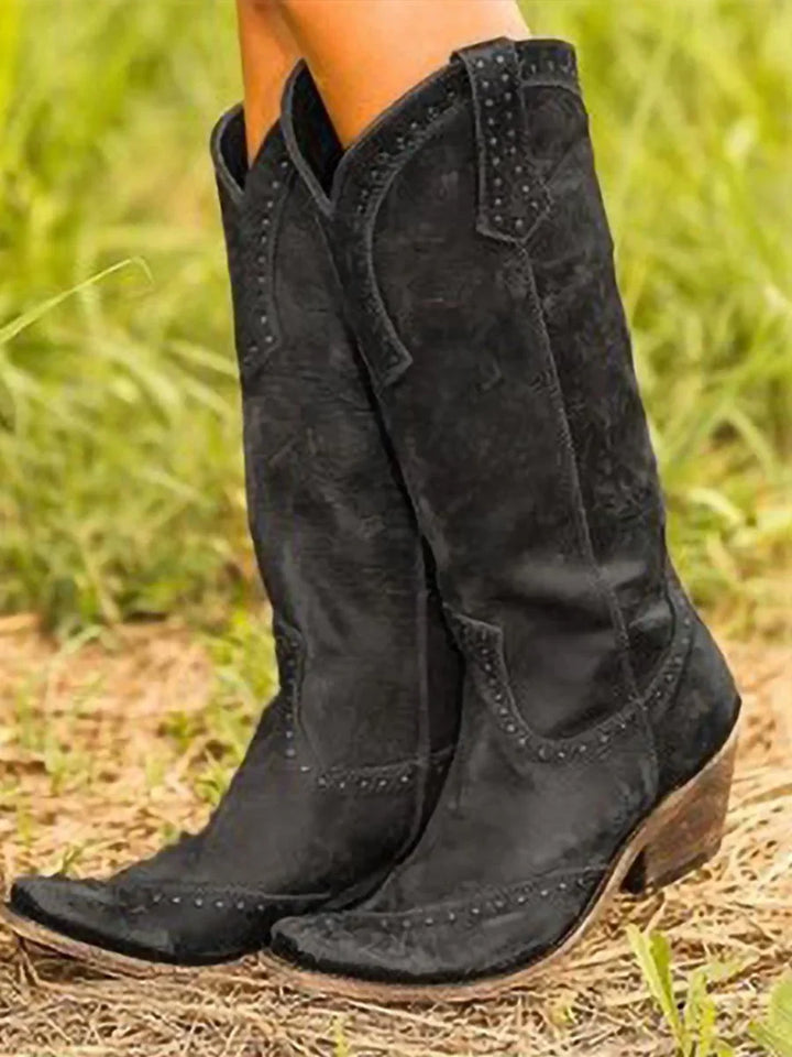 Kniehoge cowboylaarzen met studs