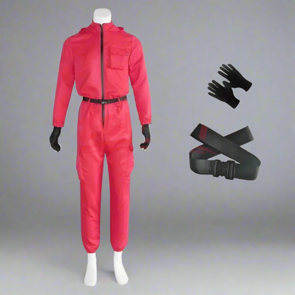 Survival Game-bewakerskostuum jumpsuit met masker en riem