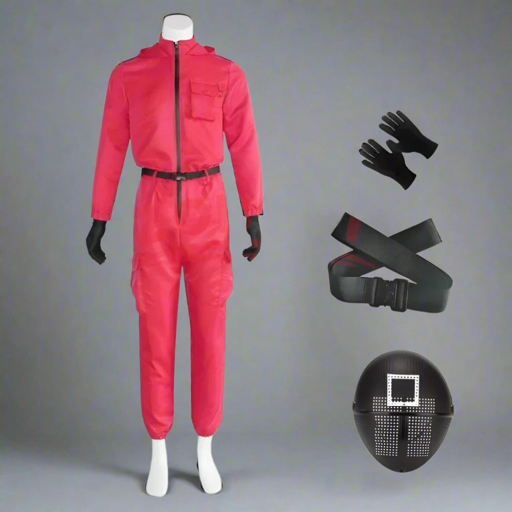 Survival Game-bewakerskostuum jumpsuit met masker en riem