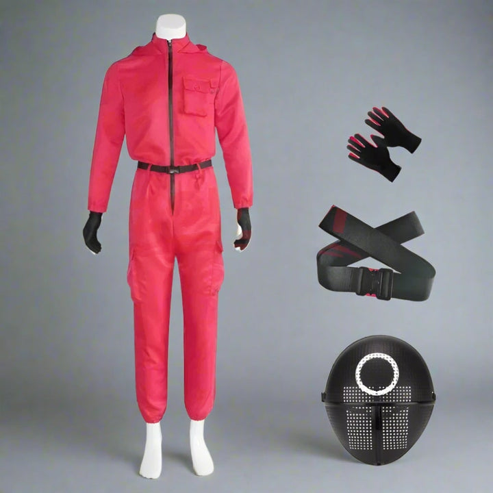 Survival Game-bewakerskostuum jumpsuit met masker en riem