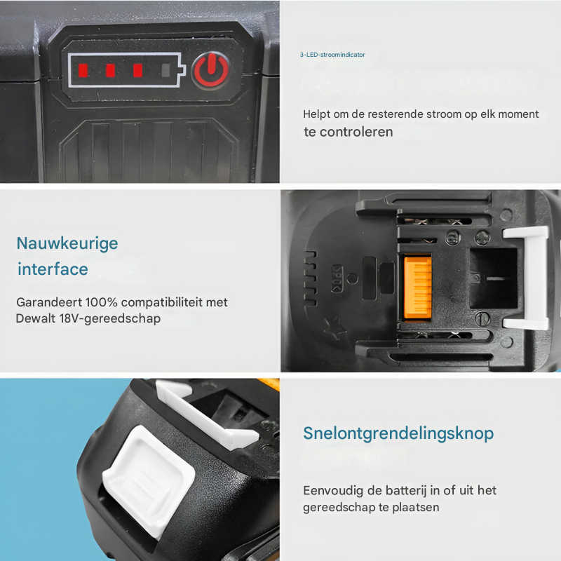 2× 8,0Ah 18V vervangingsaccu’s + oplader