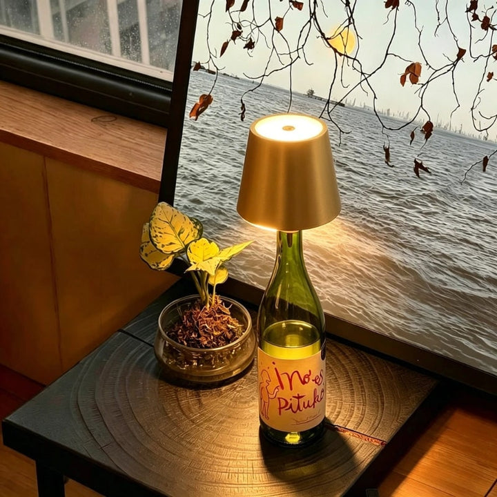 Tafellamp draadloos fles oplaadbaar LED metaal draagbaar design