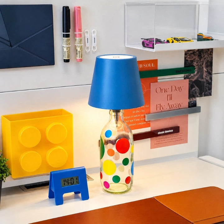 Tafellamp draadloos fles oplaadbaar LED metaal draagbaar design